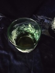4 Green With Pine Cones Cocktail Glasses 4″ Tall