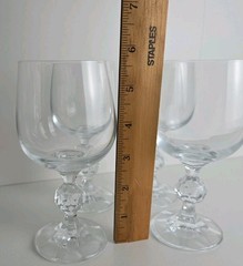Bohemia Fine Crystal Wine Glasses Set of 4 Czech Cascade Water Goblets Ball Stem