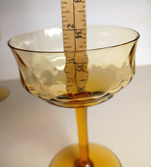 Approx 1940’s Fostoria Amber Champagne Diamond Optic Glasses 2 (5.5»H)