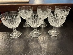 Fostoria Crystal Stratton Pattern Champagne Sherbet Glass 5 3/8″, Set of 6, VTG