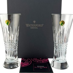 Waterford Crystal (2) LISMORE Diamond PILSNER Tall Beverage New Old Stock NIB