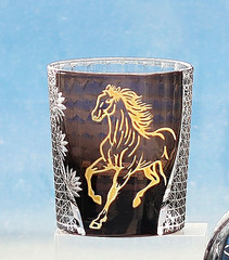 Black Gold Horse New Style Whisky Glass 8oz Handmade Crafts Best New Year Gift