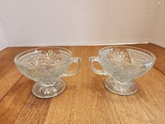 Indiana Glass Rosette with Pinwheels Footed Punch Cups Set of 2