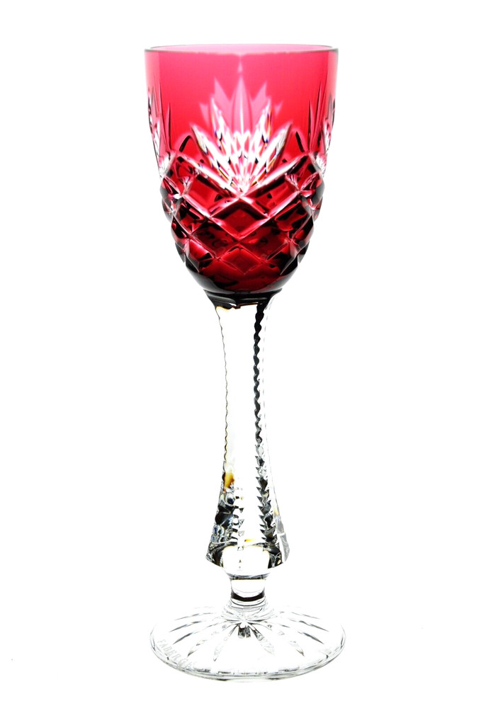 1 Faberge Na Zdorvye Odessa Cranberry Red Cut to Clear Cordial LIqueur Signed