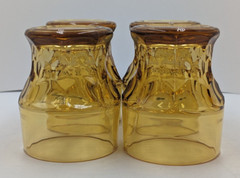 4 VTG MCM Continental Can Co. Amber Gold Honeycomb Juice Tumblers Hazel Atlas