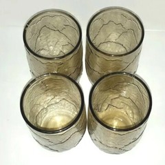 Anchor Hocking Juice Glasses Oak Leaf Low Ball Cocktail Glass Vtg Lot Of 4