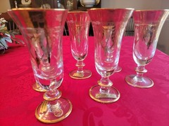 Vintage Set of 6 Medici Champagne Flutes Arte Italica 24k Gold Trim
