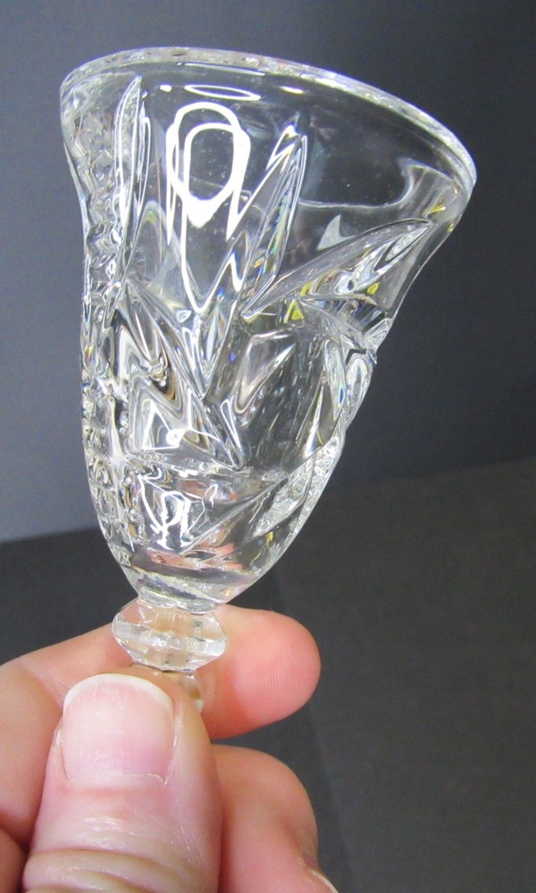 Vintage Cut Crystal Bottle Taster • 4.5” • 3 oz • Handled Port Sipper • Etched