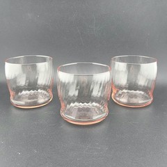 Vintage Wheaton SYMPHONY Pink Optic Swirl Rocks Glasses Vintage MCM Ribbed 10 Oz