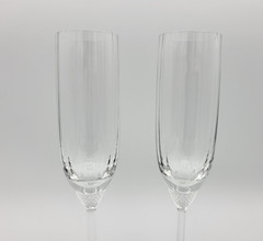 Set of 2 Crystal VILLEROY & BOCH OCTAVIE Champagne Flutes Glasses 8.75″ Tall