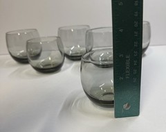 Set of 6 Vtg Smokey Gray Roly Poly Round Cocktail Glasses 2-6 oz, 4-8 oz