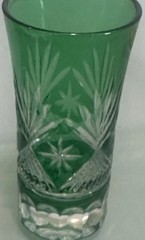 1 AJKA JADE CREEN CUT TO CLEAR CRYSTAL JUICE OR WATER GLASS