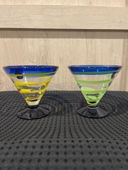 Kosta Boda Royal Caribbean Martini Margarita Swirl Glass Hand Blown Cobalt Blue
