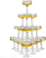 Goodluck 4-Tier Champagne Tower – 20PCS 7oz Clear Plastic Flutes Wedding Party