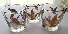 Libbey Canadian Geese Tumbler Rocks Glass Barware Set Of 3 Vintage *Great