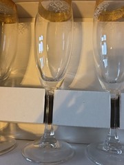 3 Box of 4 Each Cellini Crystal Stemware Glasses 24 KT Gold Trim Italy Vtg