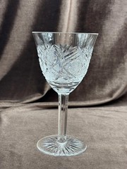 Vintage Crystal Wine Glass With An Engraved Pattern H16cm