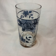 Vintage Corelle Impressions By Corning Blue Velvet Rose 16 oz Glass Tumbler