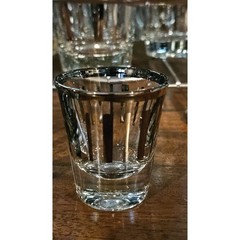 Dorothy Thorpe Style Platinum Silver Stripe Bar Glass Set With CADDY MCM WOW!