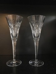 Pair of Waterford Crystal Millennium Series Toasting Flutes – Universal 5 Wishes