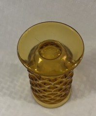 MCM VTG Indiana Whitehall Colony Amber Cubist Footed Tumbler – 12 oz