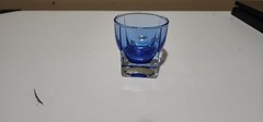 Blue Heavy Glass Shot Glass 2.75″ Tall Square Base Weighted Barware Modern