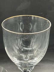 2, Clear, crystal wine glass with gold trim, swirl pattern 7 1/2″ high