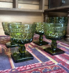 4 EAPC GREEN PEDESTAL Ice Cream Sunday Prescut SET Mid Century Modern Vintage