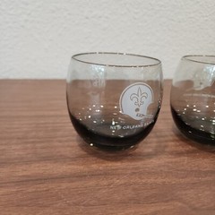 2 Vintage 1970s New Orleans Saints Smoked Glasses NFL Tumbler Glass Rolly Polly