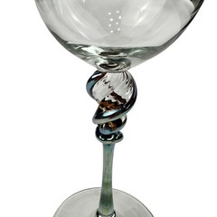 Pair Romeo Art Glass Wine Goblets Minh Martin 10.25″ Tall Iridescent Water Stem