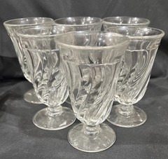 Fostoria Colony Juice Glass Cup Tumbler 4.5” Footed Set of 6 Vintage Swirl 5 Oz