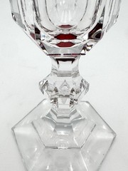 Val St Lambert Metternich Tcpl – Ruby Cased White Wine Glasses 5 1/4″, Set of 2