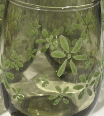 Vintage Libbey Green Mint Bouquet Daisy Pattern Set of 7 Tumblers Glass