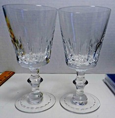 zzx5-a LOT 2 CUT CRYSTAL WATER GLASSES STEMS 6 1/2″ H