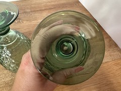 Villeroy & Boch Green Crystal Goblets Set of 4 Textured Wine Water Glasses