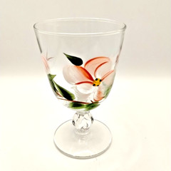 Franciscan Desert Rose Libbey Hand Painted Goblet Glass 5.25″ Floral Stemware