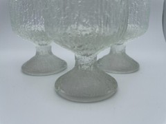 Indiana Glass Crystal Ice Tree Bark Textured Footed Water Goblets S/3 10oz B32