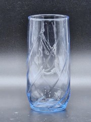 4 Vintage Libbey Blue Optic Swirl Iced Tea Glasses, 6-3/4″ Tall