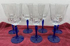 Vintage St George American Heritage Cobalt Blue 8″ Wine Glasses, Set of 7