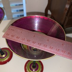 Pier 1 Festive Hand Painted Jewel Tones 2 Martini Glasses Magenta, Teal, Gold