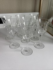 Set Of 8 Crystal Cordial Glasses with Bamboo Design EUC