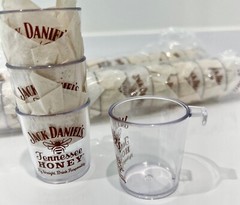 24 New JACK DANIELS Tennessee HONEY Plastic SHOT GLASSES With Hanging Hook