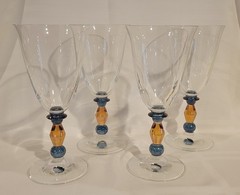 Mikasa Kensington Clear Amber Purple Iridescent Iced Tea Glasses 9″
