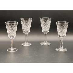 4 Waterford Crystal ALANA Cut Cross Hatch Multi-Sided Stem Sherry Glasses 5 1/8″