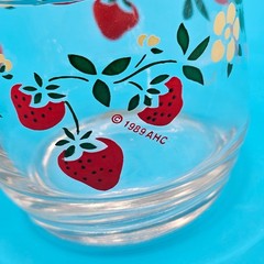 Vintage Anchor Hocking 3″ Strawberry Juice Drinking Glasses Set 1989 AHC Cottage