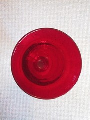 RUBY RED GLASS GOBLET Clear Stem BELL-SHAPED WINE GLASSES