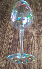 Pink Flamingo Lolita Hand Painted Queen and Crown Wine Glass 9″ X 2.5″