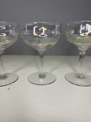 Set Of Four Coup Champagne Glasses Irredescent Vertical Optic / See Pics