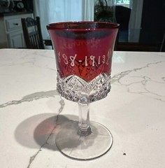Vintage Ruby Flashed Etched Souvenir Glass James Donnelly 1838-1913
