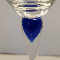 Art Glass Cobalt Drop Stem Wine Glasses Set of 2
